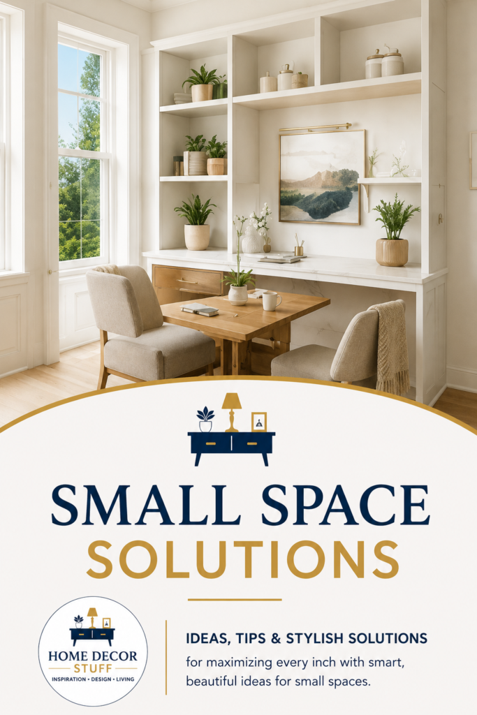 Bright apartment with built-in shelving and a multifunction dining area showcasing smart small-space storage and design ideas.